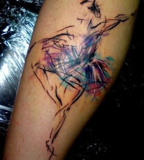 Colorful ballerina tattoo