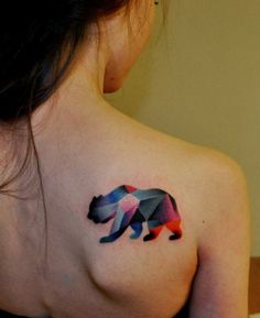Colorful bear tattoo