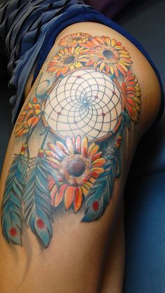 Colorful dream catcher tattoo