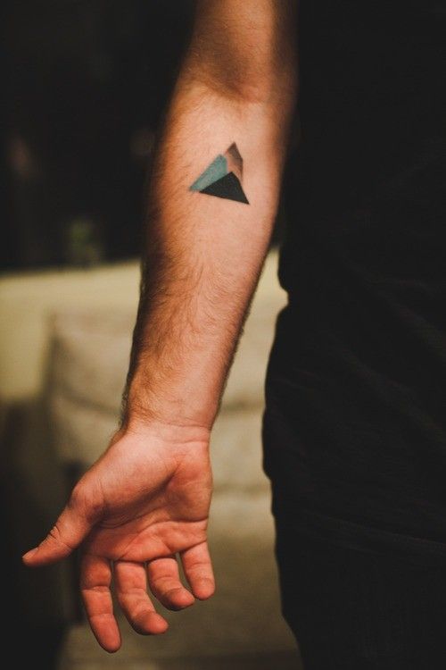 Colorful triangle tattoo