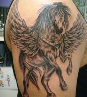 Cool wings and horse tattoo on arm