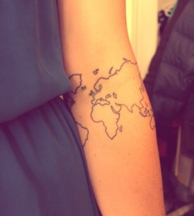 Cute girl map tattoo on arm