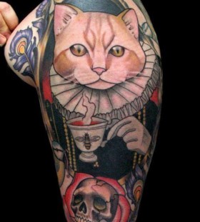 Egypt style cat tattoo on arm