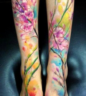 Flowers watercolor tattoo