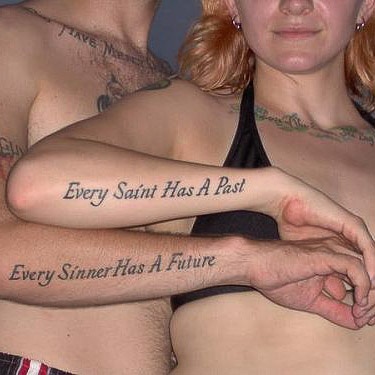 Funny couple quote tattoo on arm