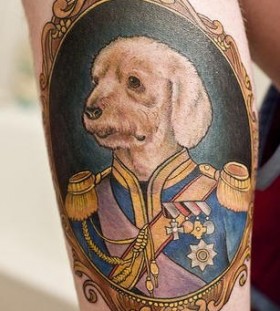 Funny soldier dog tattoo on arm