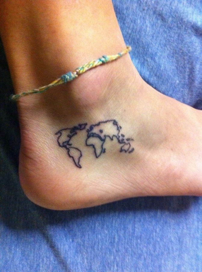 Globe tattoo on foot