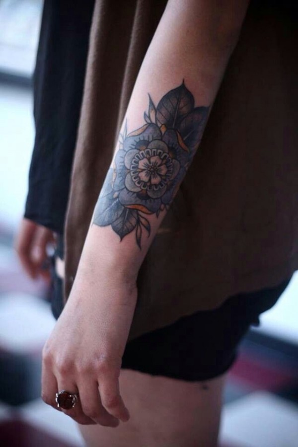 Gorgeous simple blue flowers tattoos