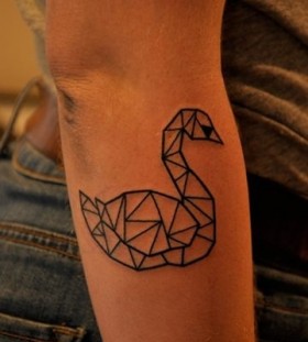 Gorgeous swan origami tattoo on arm