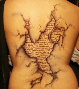 Great letters and back book tattoo