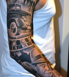 Groovy Gangster car tattoo on arm