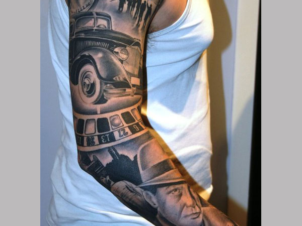 Groovy Gangster car tattoo on arm
