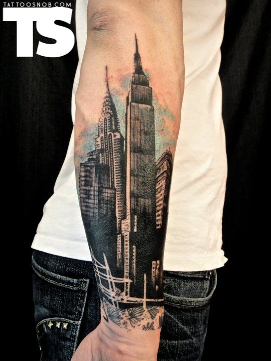 Huge buildings tattoo by Xoil
