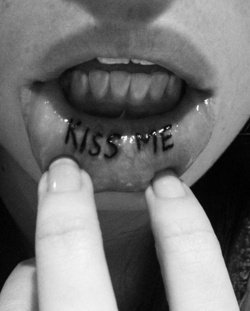 Kiss me lips tattoo