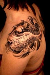 Koi dragon fish tattoo on arm