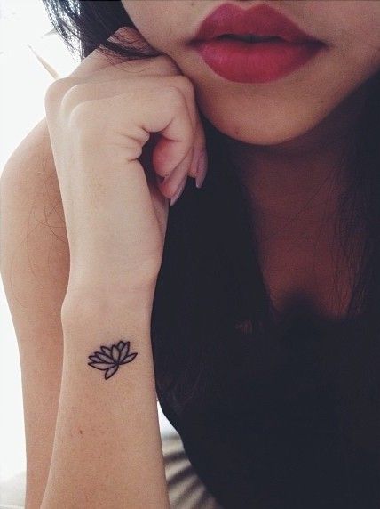 Lotus flower cute love tattoo on arm