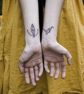 Love amazing origami tattoo on arm