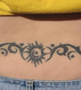 Lovely black sun tattoo on arm