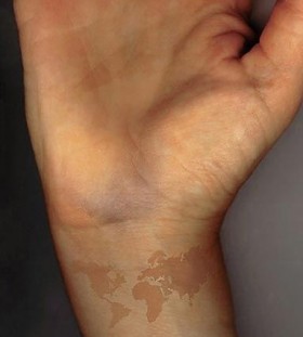 Lovely cute map tattoo on arm