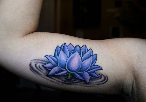 Lovely realistic blue flowers tattoos