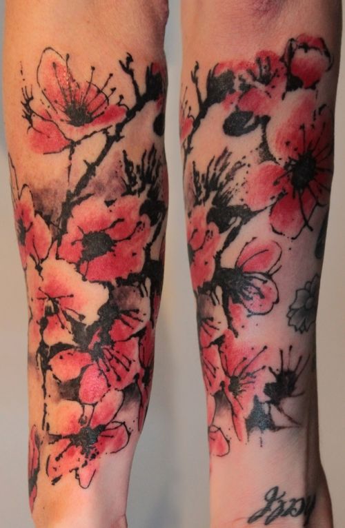 Lovely red cherry tattoo on arm
