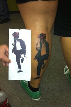Michael Jackson tattoo on leg