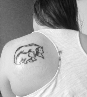 Mother and baby bear tattoo on shoulder