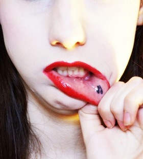Music style lips tattoo