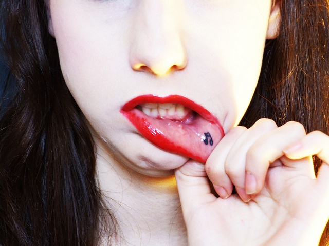 Music style lips tattoo