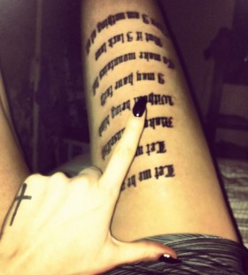 My life quote tattoo on leg