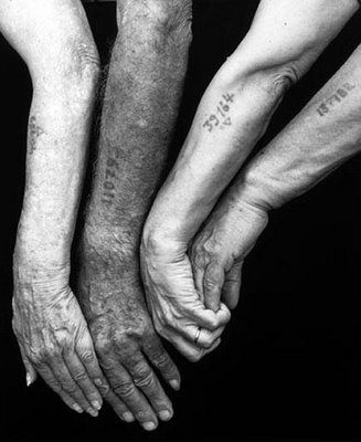 Numbers tattoos on old people hand