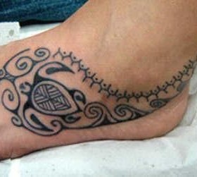 Ocean black hawaiian style tattoo