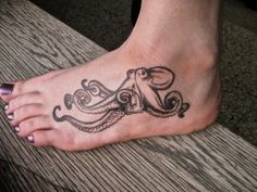 Octopus tattoo on foot