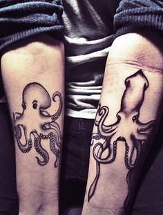 Octopus tattoos on arms