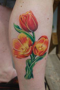 Orange tulips tattoo