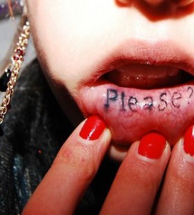 Please black lips tattoo