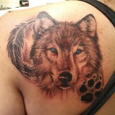 Pretty brown bear tattoo on shoulder