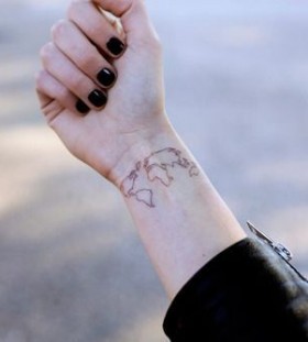 Pretty women's map tattoo on arm