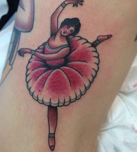 Realistic ballerina tattoo
