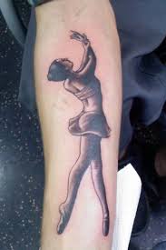 Realistic black ballerina tattoo