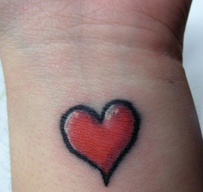 Red cute heart tattoo
