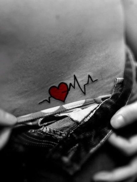 Red heart interesting design tattoo