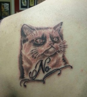 Red lovely cat tattoo on arm