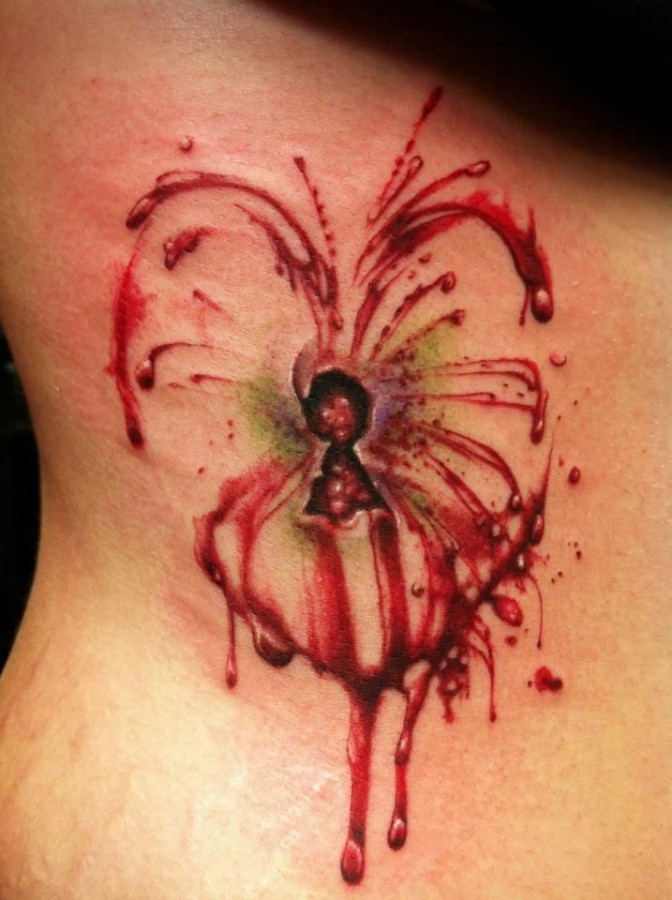 Red lovely keyhole tattoo