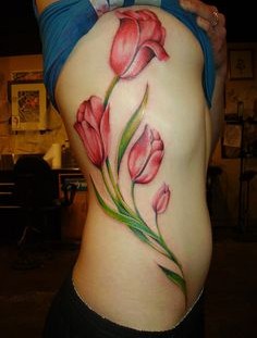 Red tulip tattoo