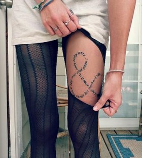 Sexy women quote tattoo on leg