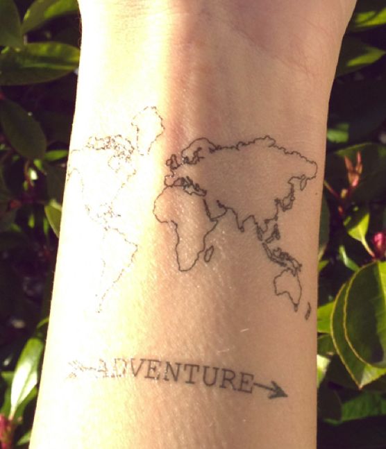 Simple lovely map tattoo on arm