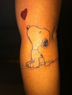 Snoopy with heart tattoo