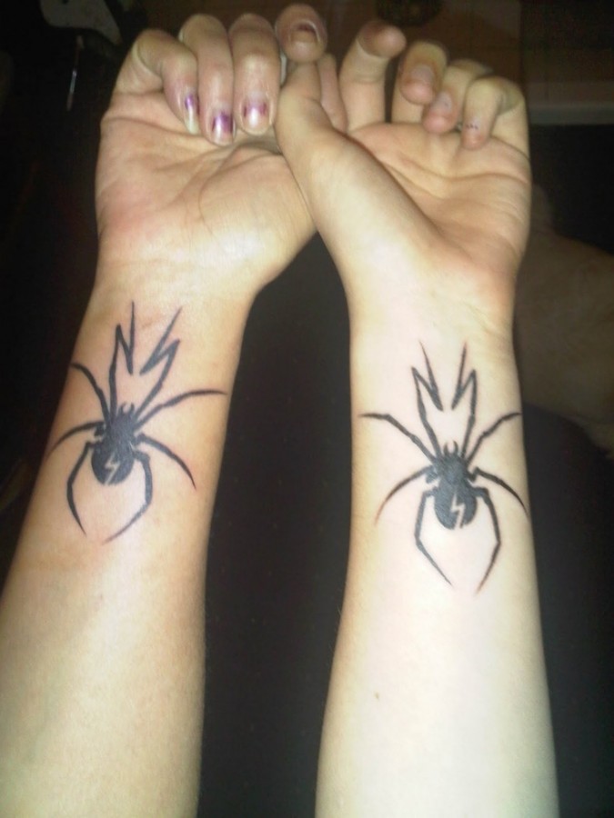Spider tattoo for best friends on arm