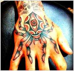 Spider tattoo on man hand